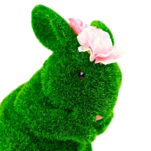 Gardenwize Solar Topiary Bunny Garden Ornament with Pink Flowers
