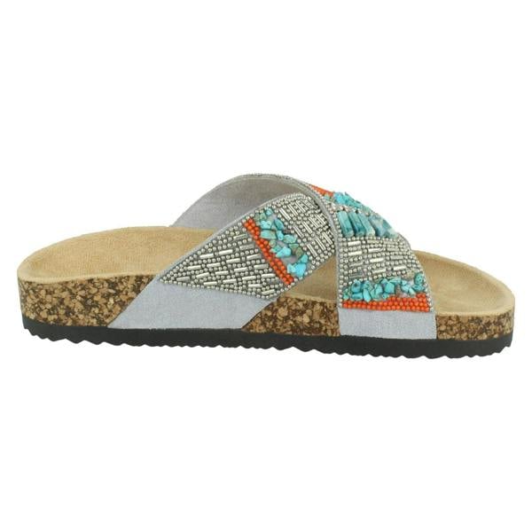 Spot On Ladies Spot On Beaded Mules F00347