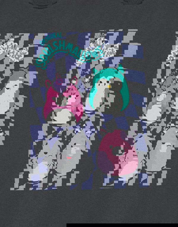 Squishmallows Girls Grey Checkerboard Short Sleeved T-Shirt