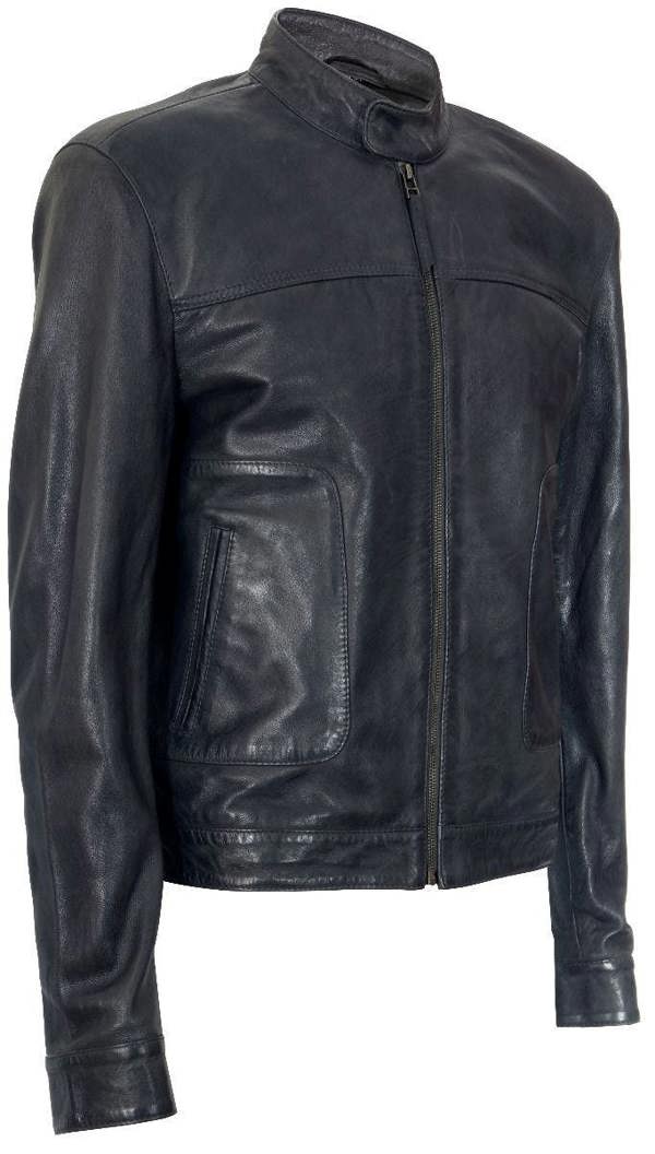 Infinity Leather Men’s Classic Fitted Leather Biker Jacket-Austin