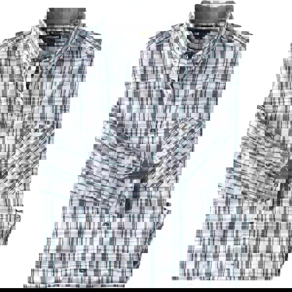 Atlas For Men Mens Yarn Dyed Check Poplin Shirt - White/Grey/Blue