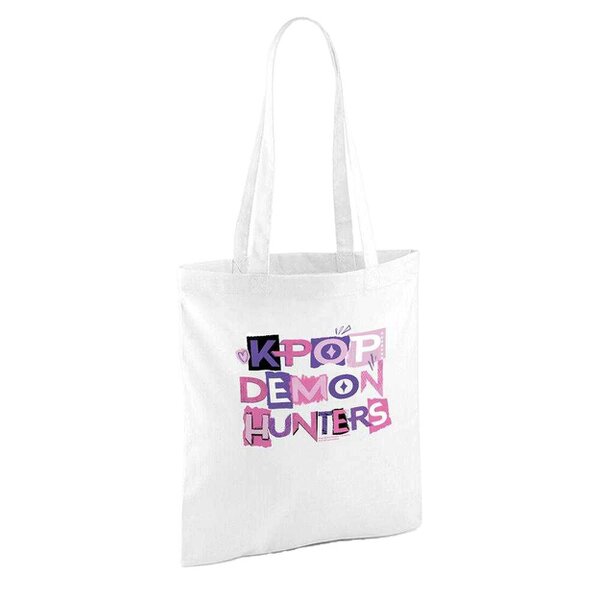 K-Pop Demon Hunters Scrapbook Travel Logo Tote Bag - White