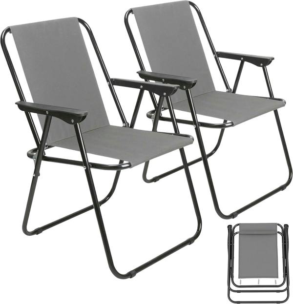 My Garden Outdoor Living My Garden Folding Chair Set of 2 – Fold Up Deck Chairs Heavy Duty 600D Polyester Fabric Beach, Garden & Picnic Chairs