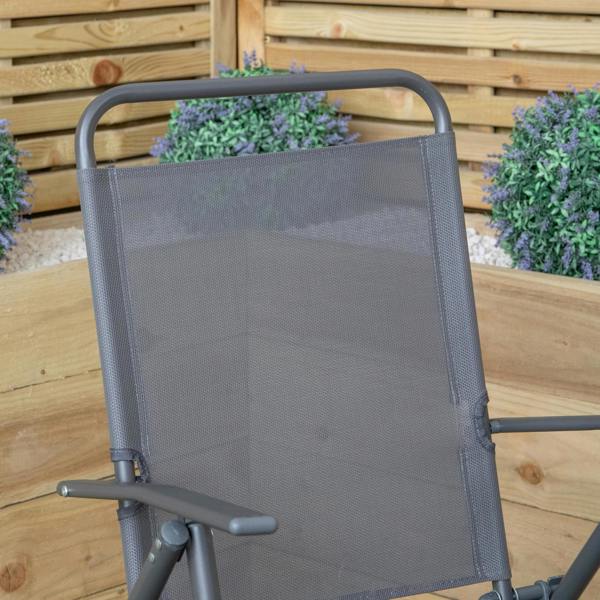Samuel Alexander Set of 6 Outdoor Multi-Position Textoline Garden Chairs in Grey