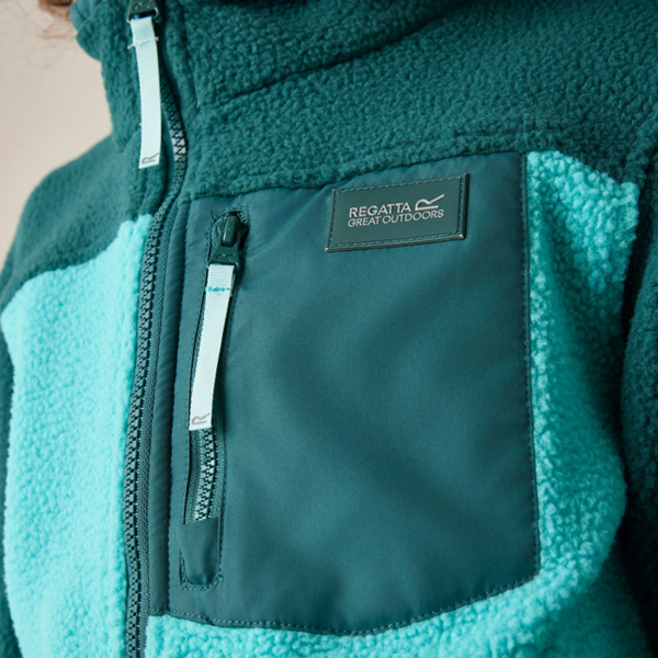 Regatta Kids Frankie Colour Block Fleece Jacket - Mediterranea/Turquoise