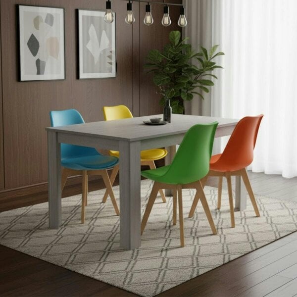 Kosy Koala Modern Grey Dining Table Set with 4 Modern Mix Plastic Chairs Kitchen Dining Furniture Set