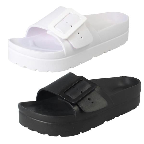 Spot On Ladies Spot On Adjustable Buckle Slip On Sliders Sandals F12098