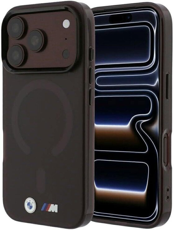 BMW M IML Frosted Metal Logo Trims Case with MagSafe for iPhone 17/18 Pro 6.3" Burgundy - BMHMP18L26HTFMILR