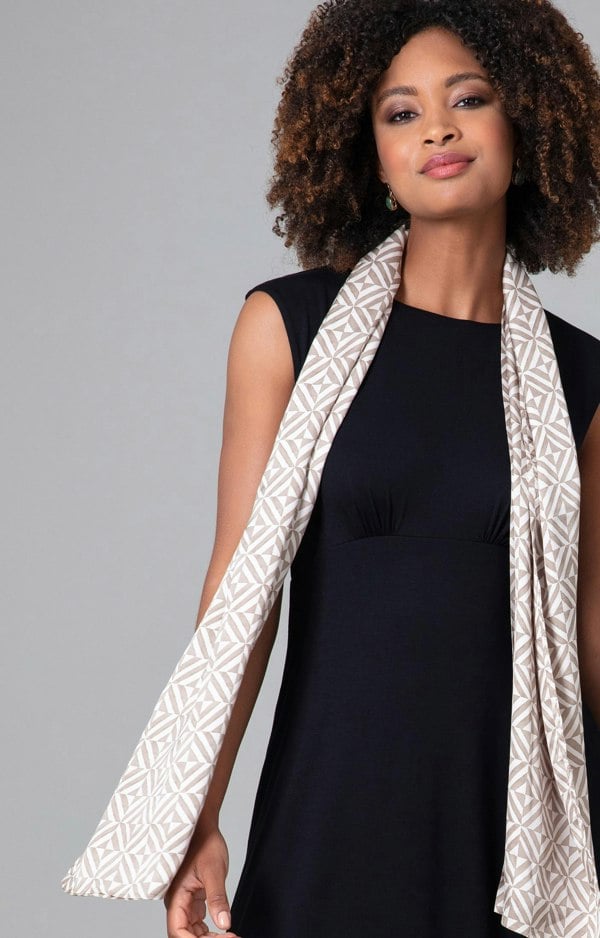 Alie Street London Phoebe Satin Scarf Geometric Nude