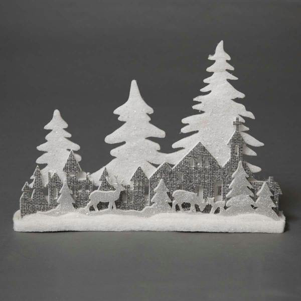 5cm Christmas Village Scene Winter Wonderland Table Decoration in Grey with Glitter Foam Finish image 7