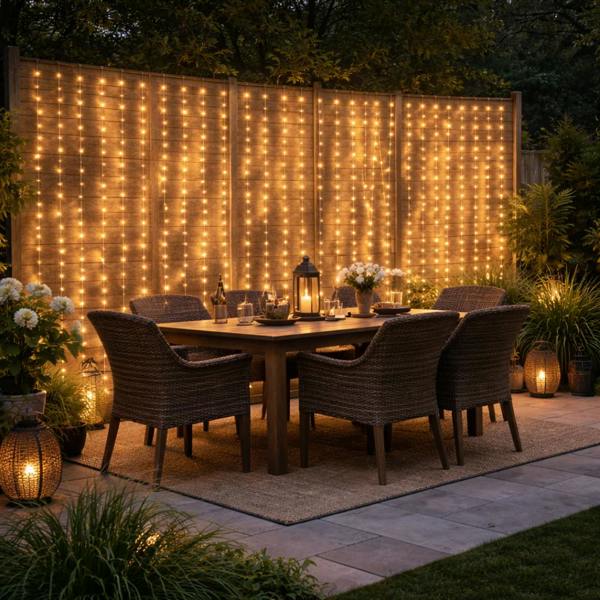 Gardenwize Solar Curtain Lights – 192 LED Warm White Hanging Lights
