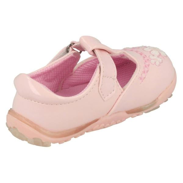 Cutie Girls Cutie T-Bar Flats With Floral Embroidery Detail