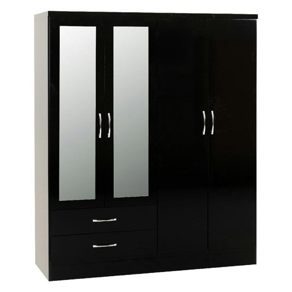 Seconique Nevada 4 Door 2 Drawer Mirrored Wardrobe