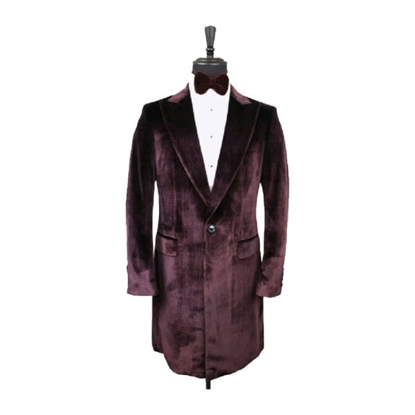 David WeJ Maison Velvet Overcoat - Plum