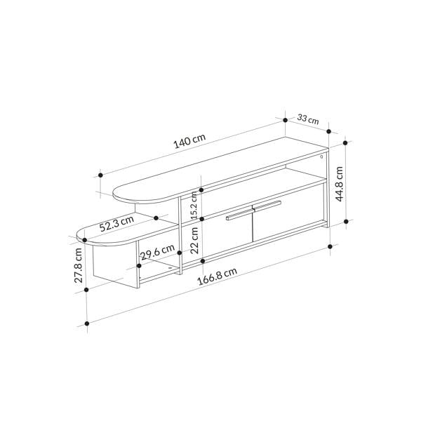 Decortie Lyra Modern TV Stand Multimedia Centre TV Unit Oak White With Storage Cabinet 167cm