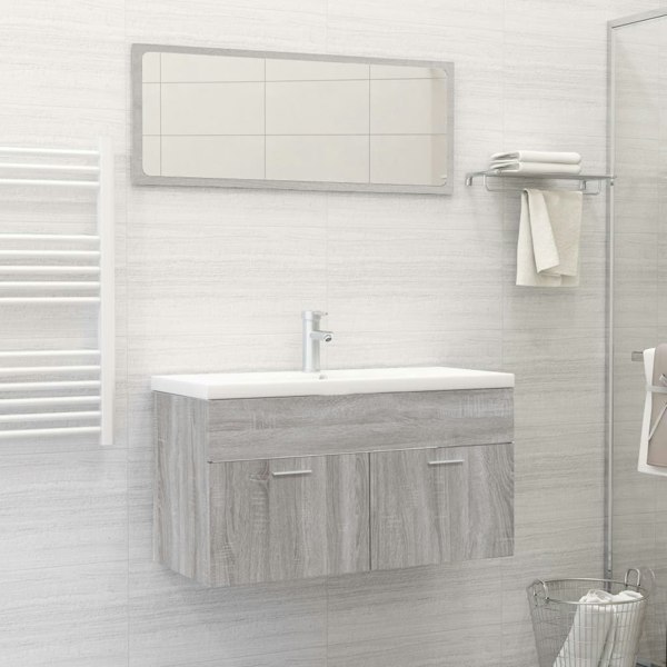 Berkfield 2 Piece Bathroom Furniture Set Grey Sonoma Engineered Wood