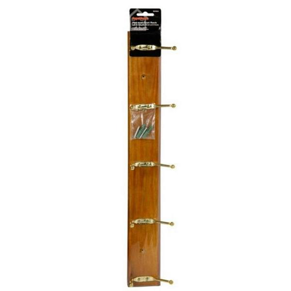 SupaHome Antique Look Pine Coat Rack - Brown/Gold - 