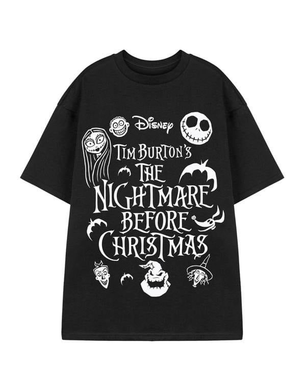 Disney The Nightmare Before Christmas Unisex Black Multi Character Short Sleeved T-Shirt