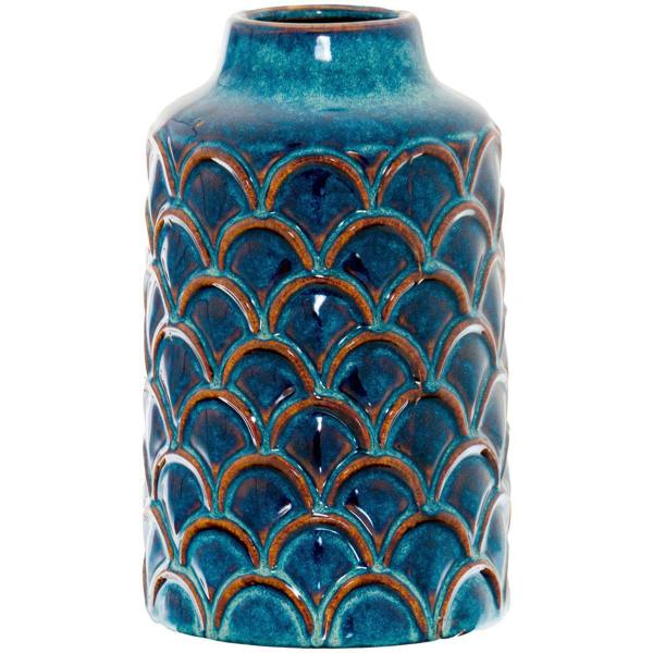 Hill Interiors Seville Collection Scallop Vase - Indigo - 
