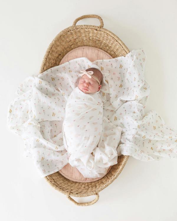 Lulujo - Cotton Swaddle - Kitty Cat & Flower Field 2 Pack