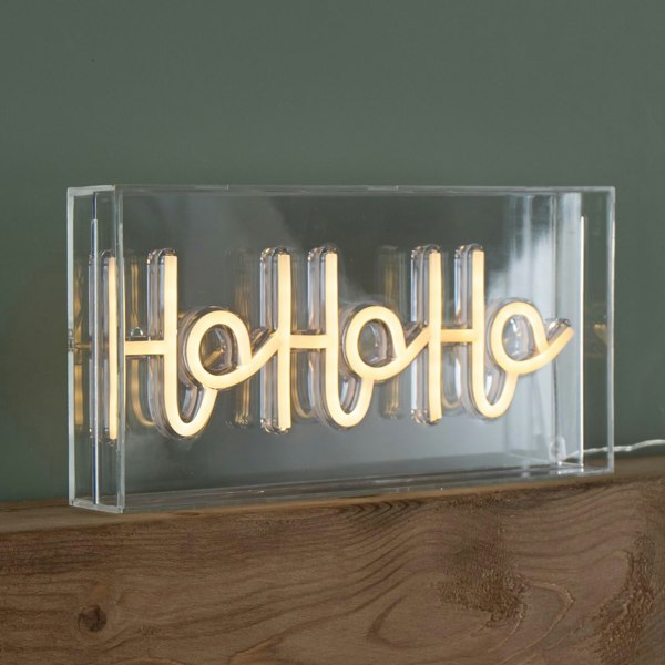 Samuel Alexander 15cm x 30cm Light up Christmas Ho Ho Ho Neon Flex Sign with Warm White LEDs
