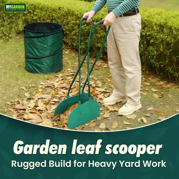 My Garden Outdoor Living Leaf Grabbers Scooper - Handheld Leaf Collector with Powder Coated Steel & PP Head - Leaves Grabber Rake Tool