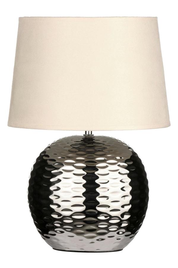 Amiya Dimple Effect Table Lamp in Chrome with Fabric Shade