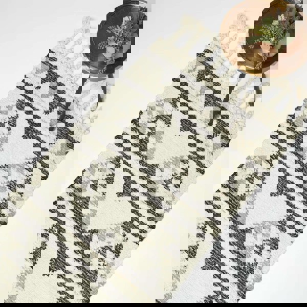 HOMESCAPES Kota Black & Grey Kilim Wool Rug