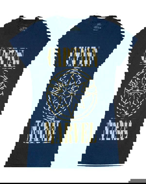 Marvel Womens Blue Captain Marvel Short Sleeved T-Shirt