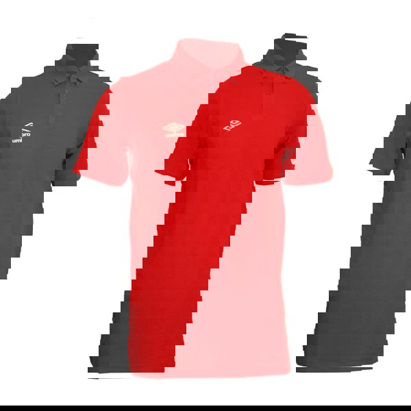 Umbro Mens Essential Polo Shirt - Vermillion/White