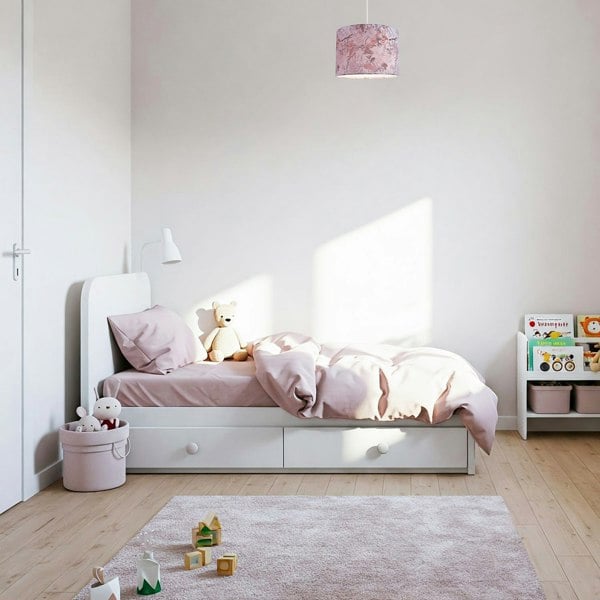 Autumnal Linen Lamp Shade with Woodland Creatures Owls Birds Badgers Image 7