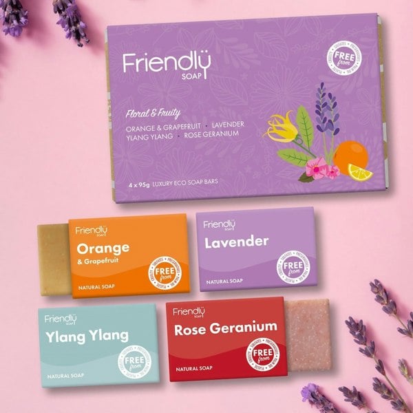 Floral and fruity soap selection sleeve and 4 bars