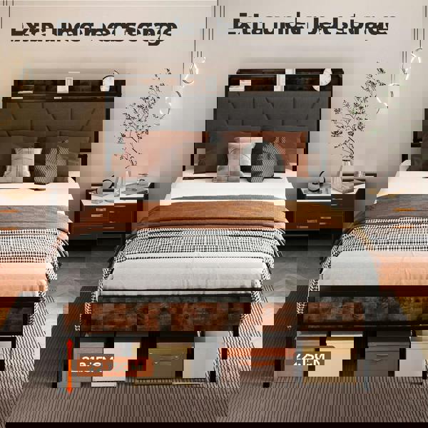 Levede Heavy Duty Bed Frame Metal Platform with Storage Headboard Single Double