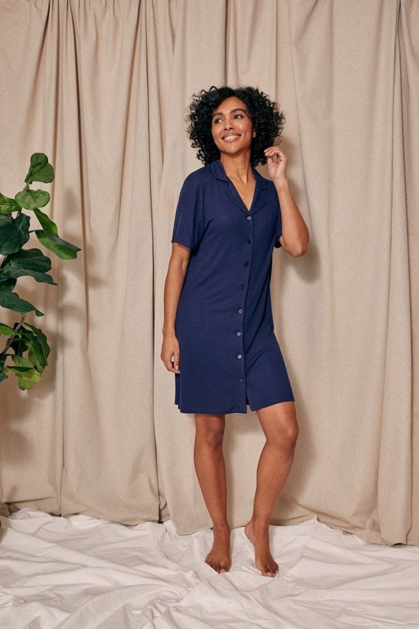 EcoVero Ribbed Nightshirt in MidnightNightwear