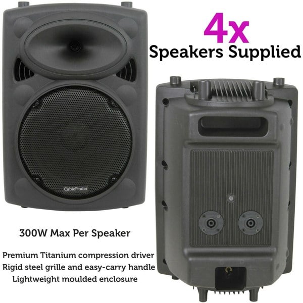 PRO Bar Club Sound System 4x Loud Wall Speaker 2 Channel 1000W Music Player Kit