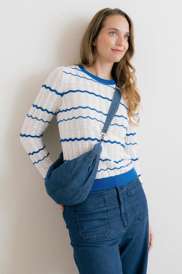 Lily & Me Sophie Pointelle Cotton Stripe Jumper