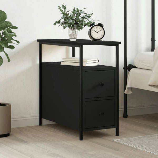 Berkfield Bedside Cabinet Black 30x60x60 cm Engineered Wood