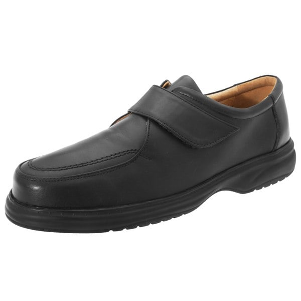 Roamers Mens Superlite Wide Fit Touch Fastening Leather Shoes - Black