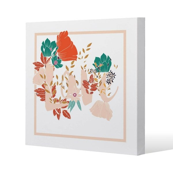 Benjamin Tate Design Love & Flowers Slim Style Canvas Print  40x40cm , 15mm Slim Real wood.
