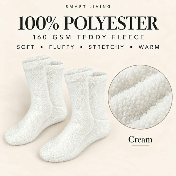 Smart Living 2 Pairs of Teddy Socks - Cream