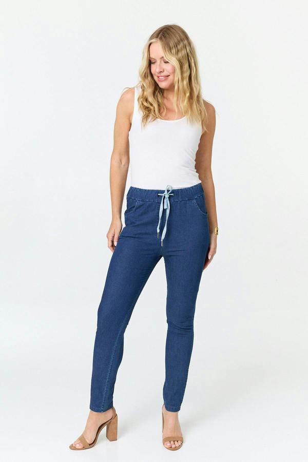 Blue | Tie Front High Waist Slim Fit Jeans