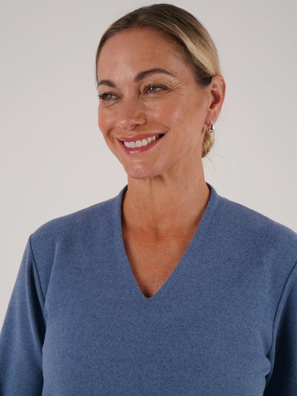 PennyPlain Hi Back V Long Sleeve   - Sky