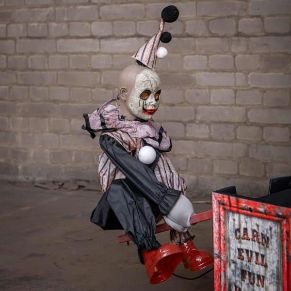 Samuel Alexander 91cm Tall See Saw Clowns Animated Halloween Decoration Prop with Red Glowing Eyes