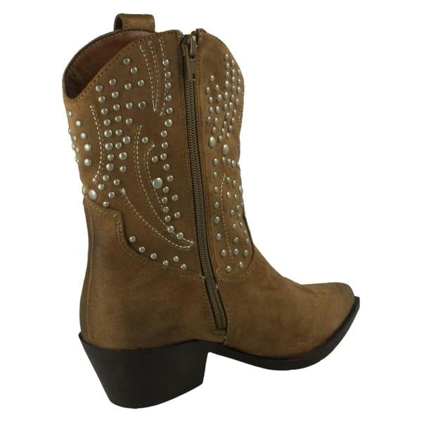 Spot On Ladies Spot On Stud Detailed Small Heel Zip Ankle Cowboy Boots F51257