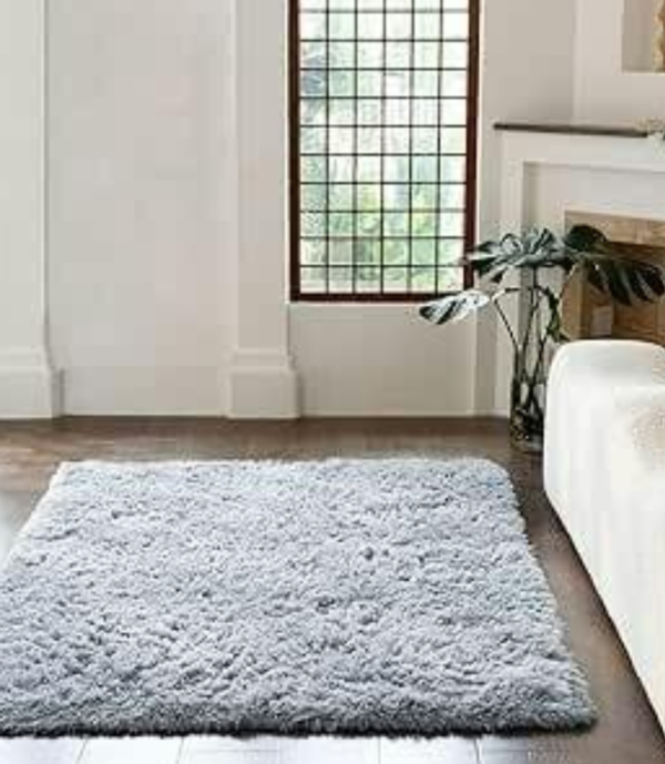 Night Zone Cuddle Fluffy Shaggy Rug – Soft Long Pile Non-Slip Rug for Bedroom & Living Room - Silver