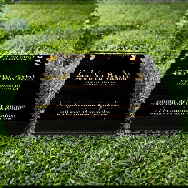 Memorials Direct Granite Memorial Tablet, Dove – Personalised Gold Engraving on Black Granite (15x12x2 inches, 20kg)