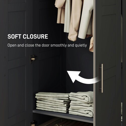 Wyld Haus Corarani Wooden Black 2 Door Wardrobe With Hanging Rail Internal Shelving