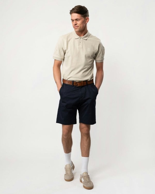 BOSS Orange Passenger Mens Stretch-Cotton Slim-Fit Polo Shirt with Logo Patch - Light Beige 271