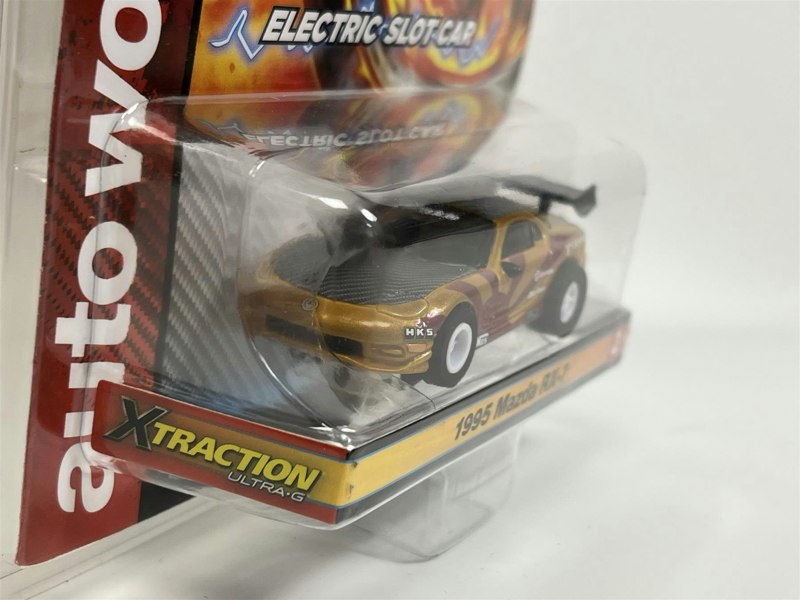 Auto World Slot Cars 1995 Mazda RX-7 Gold Red HO Scale Slot Car X Traction Auto World SC378-2