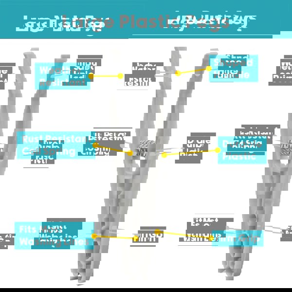 JVL Plastic Peg Basket, Grey with 48 Large Ultra Strong Plastic Pegs, Aqua